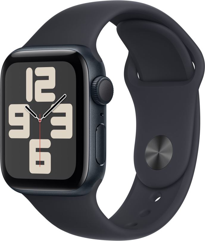 Chytré hodinky Apple Watch SE 40mm Temně inkoustový hliník s temně inkoustovým sportovním řemínkem - S/M