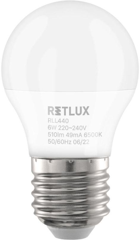 LED žárovka RETLUX RLL 440 G45 E27 miniG 6W DL