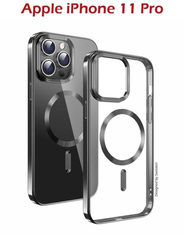 Kryt na mobil Swissten Clear Jelly MagStick Metallic pro iPhone 11 Pro černé
