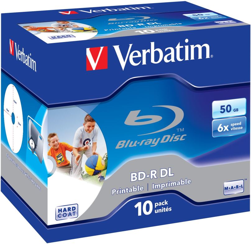 Média VERBATIM BD-R DL 50GB, 6x, printable, jewel case 10 ks