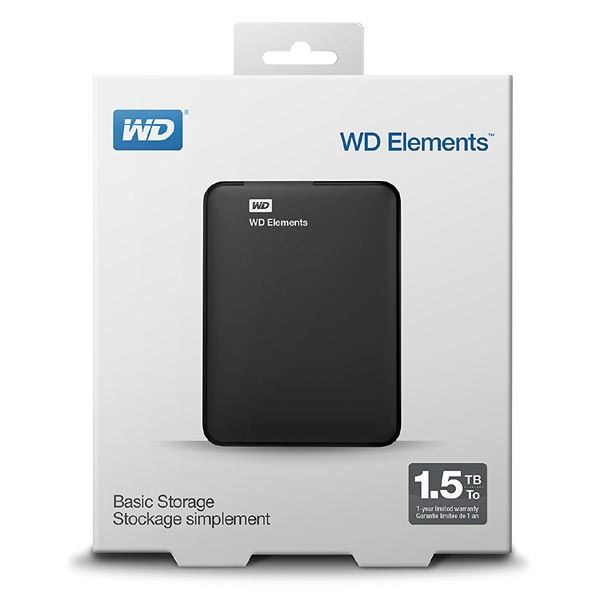 Western Digital externí pevný disk, Elements Portable, 2.5", USB 3.0, 1,5TB, 1500GB, WDBU6Y0015BBK, černý