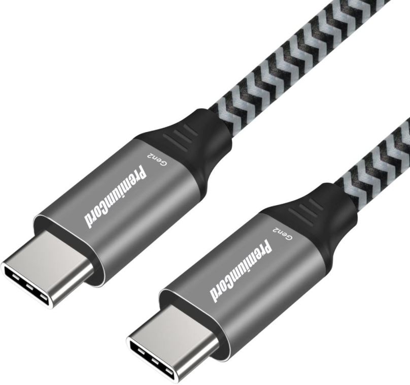 Datový kabel PremiumCord USB-C kabel ( USB 3.2 GEN 2, 3A, 60W, 20Gbit/s ) bavlněný oplet 0,5m