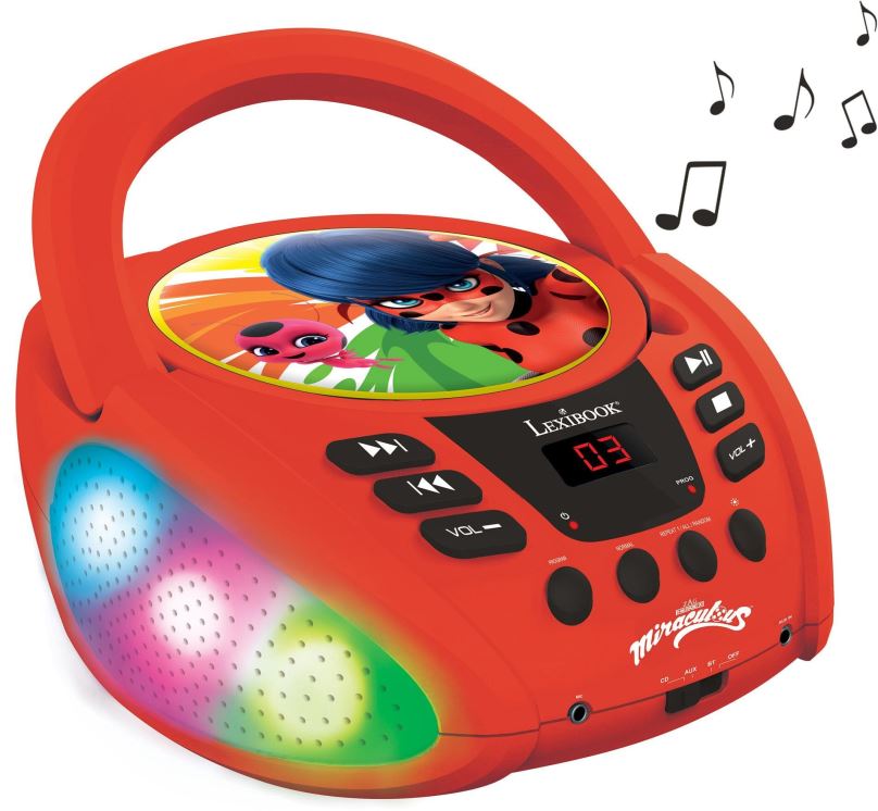Hudební hračka Lexibook Přenosný Bluetooth CD přehrávač Kouzelná Beruška se světelnými efekty