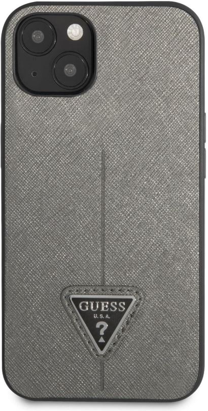 Kryt na mobil Guess PU Saffiano Triangle kryt pro Apple iPhone 13 mini Silver