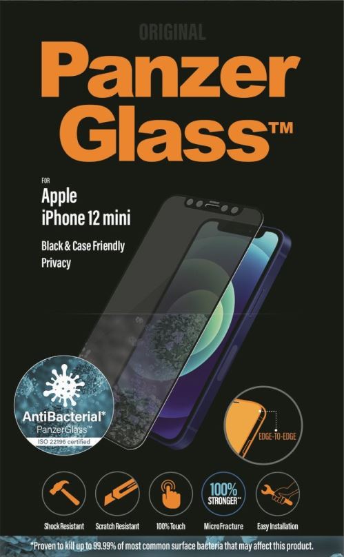 Ochranné sklo PanzerGlass Edge-to-Edge Privacy Antibacterial pro Apple iPhone 12 Mini černé
