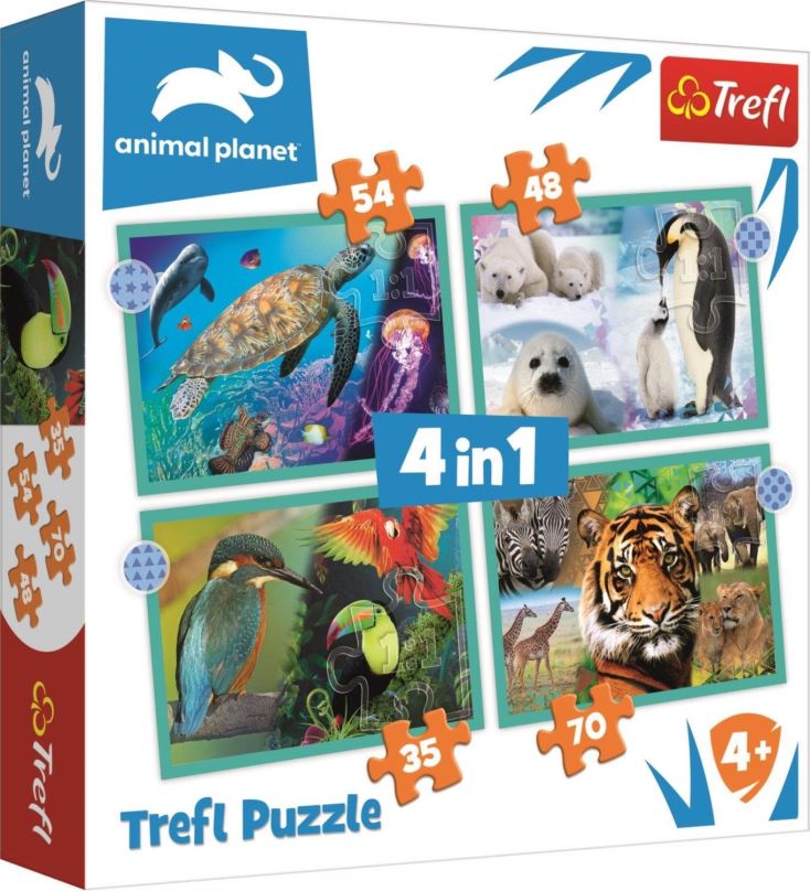 Puzzle Trefl Puzzle Animal Planet: Záhadný svět zvířat 4v1 (35,48,54,70 dílků)