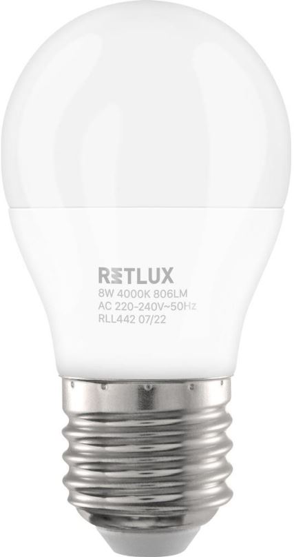 LED žárovka RETLUX RLL 442 G45 E27 miniG 8W CW