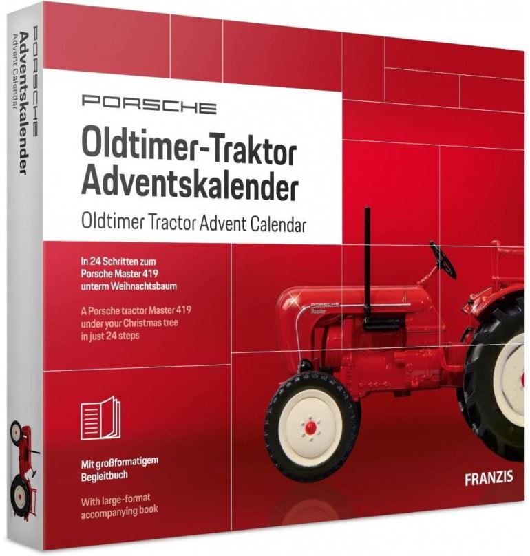 Adventní kalendář Franzis adventní kalendář Porsche Oldtimer Traktor se zvukem 1:43