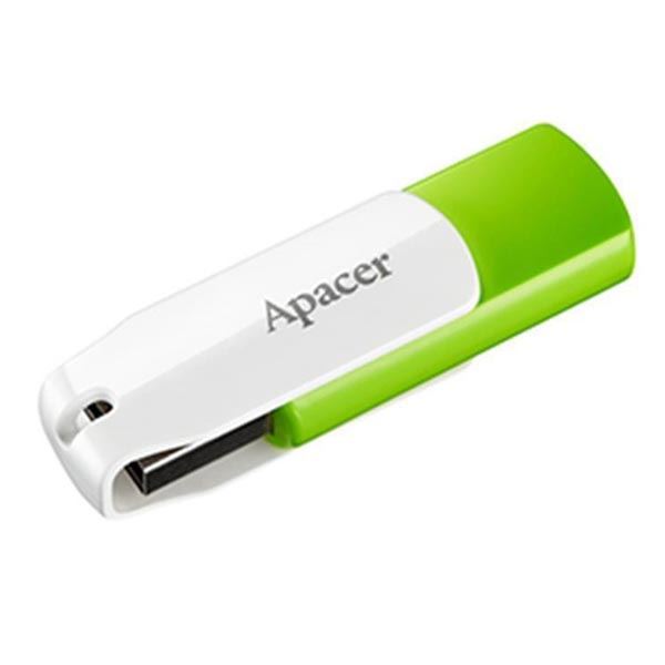 Apacer USB flash disk, USB 2.0, 16GB, AH335, zelený, AP16GAH335G-1, USB A, s otočnou krytkou