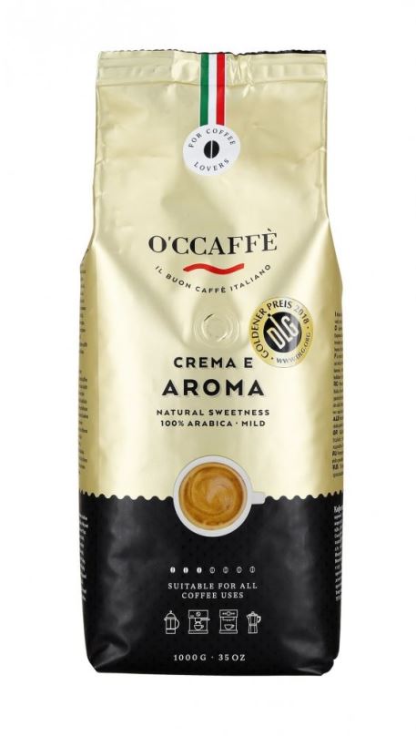 Káva O'Ccaffé Crema e Aroma 100% AR, zrnková, 1000g