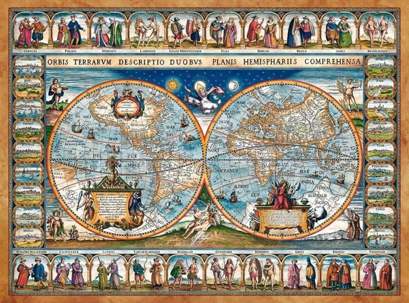 Puzzle Castorland Puzzle Mapa světa r.1639, 2000 dílků