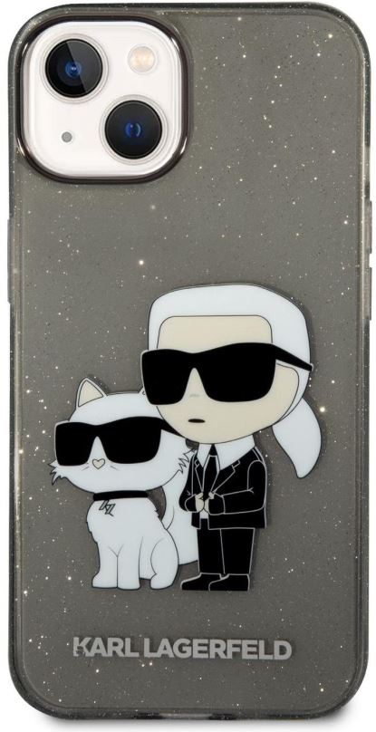 Kryt na mobil Karl Lagerfeld IML Glitter Karl and Choupette NFT Zadní Kryt pro iPhone 14 Black