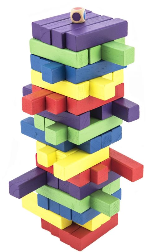 Společenská hra Hra věž dřevěná 60ks barevných dílků společenská hra