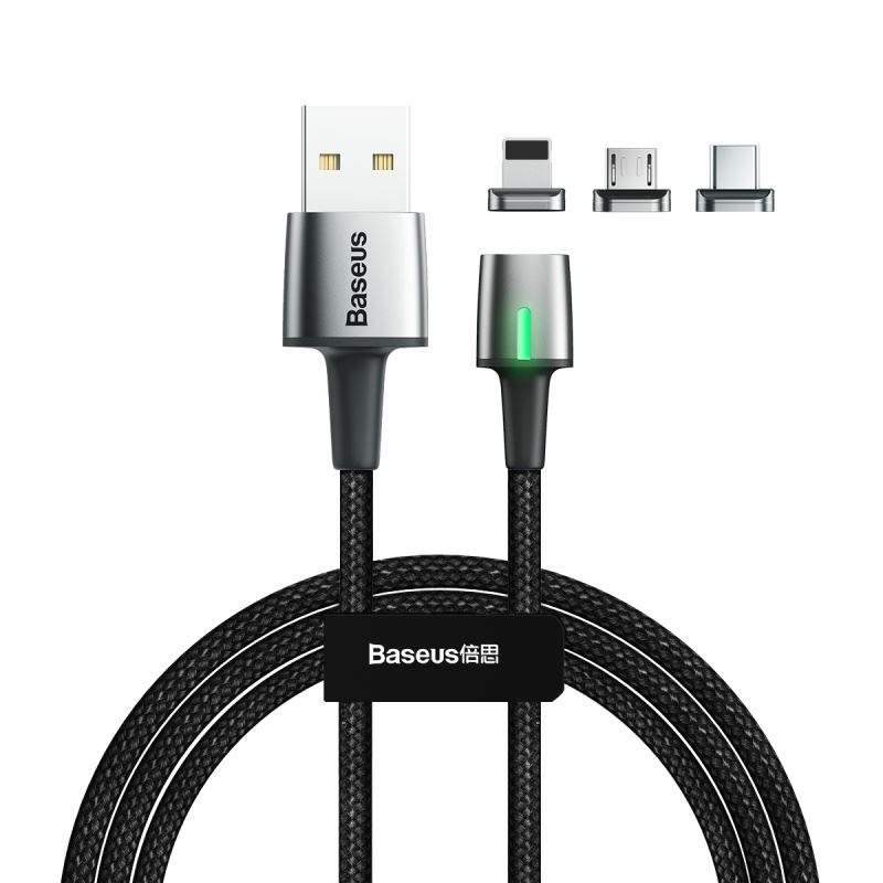 BASEUS Zinc magnetický kabel USB - Lightning / USB Type-C / Micro USB 3A