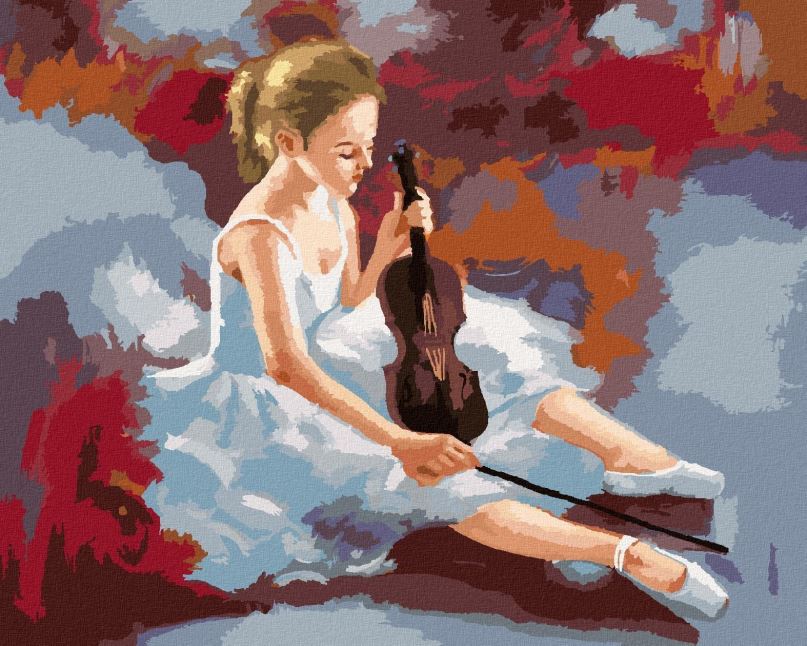 Malování podle čísel Baletka s houslemi, 80x100 cm, vypnuté plátno na rám