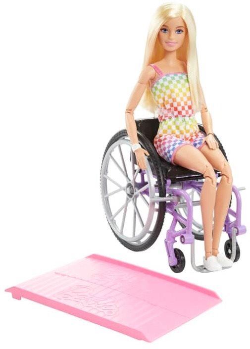 Panenka Barbie Modelka Na Invalidním Vozíku V Kostkovaném Overalu