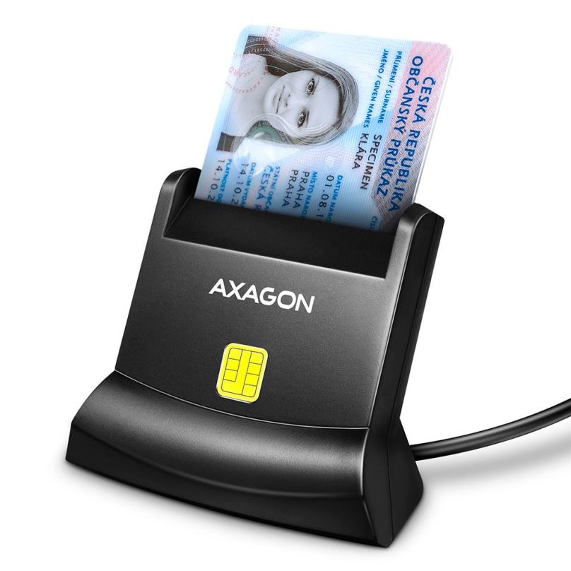 Čtečka eObčanek AXAGON CRE-SM4N Smart card / ID card StandReader, USB-A cable 1.3 m