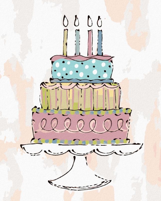 Malování podle čísel Růžový narozeninový dort (Haley Bush), 40x50 cm, bez rámu a bez vypnutí plátna