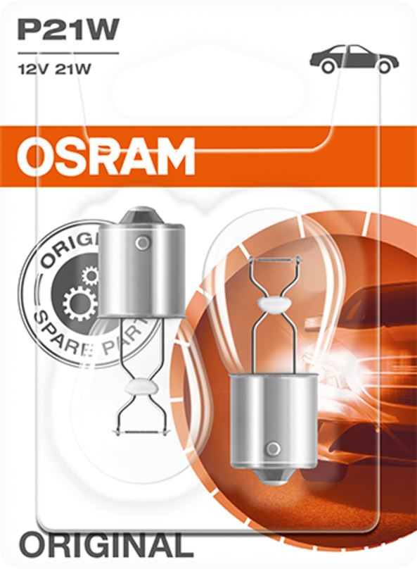Autožárovka Osram Originál P21W, 12V, 21W, BA15s, 2 kusy v balení