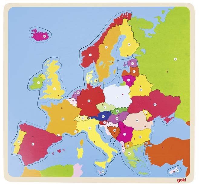 Vkládačka Goki puzzle na desce - Evropa