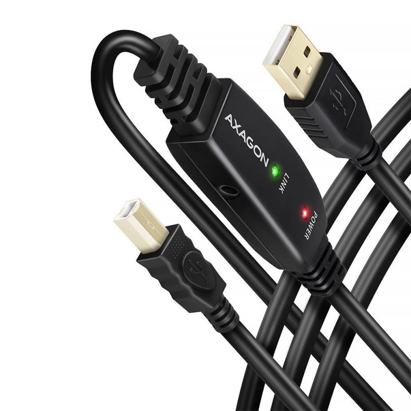 Datový kabel AXAGON ADR-220B USB 2.0 active connecting / repeater cable USB-A -> USB-B, 20m