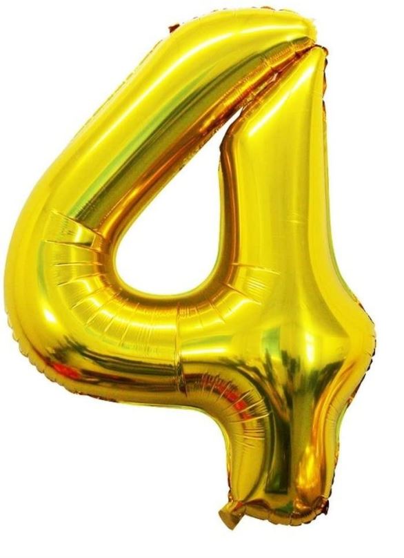 Balonky Atomia fóliový balón narozeninové číslo 4, zlatý 46 cm