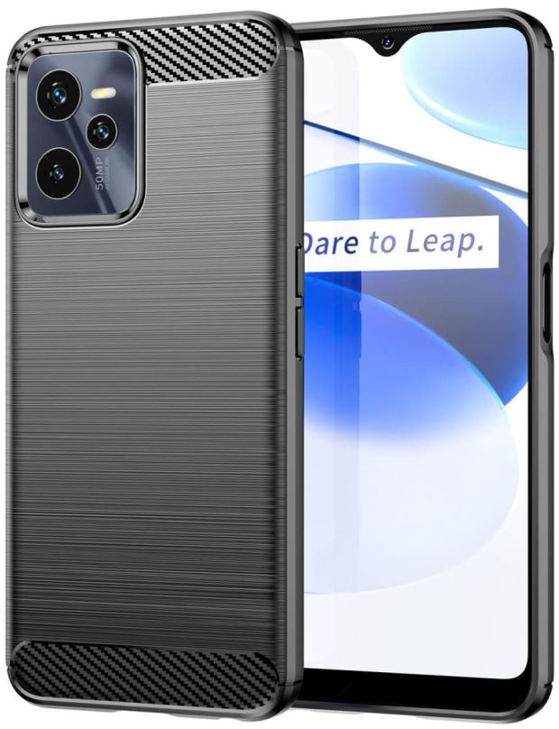 Kryt na mobil Carbon Case Flexible silikonový kryt na Realme C35, černý