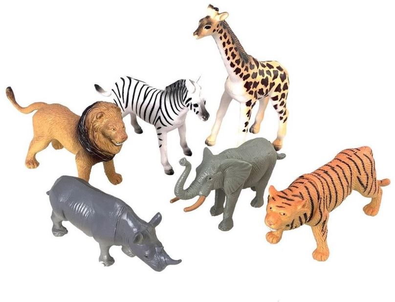 Figurky MaDe Zvířátka safari, 6 ks, 13,5 cm