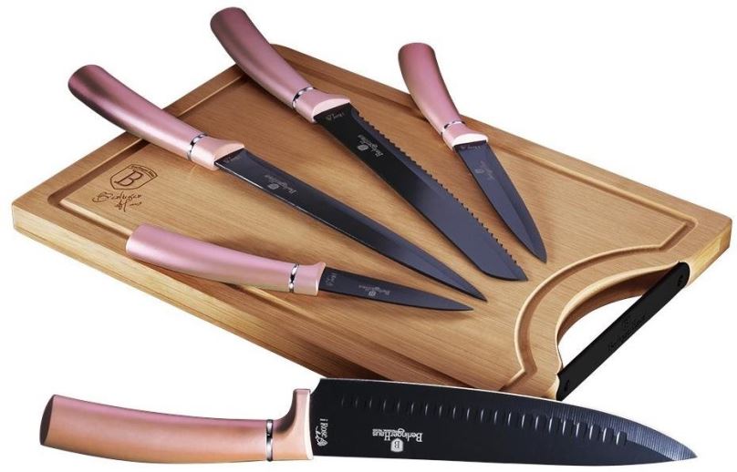 BERLINGERHAUS Sada nožů s nepřilnavým povrchem + prkénko 6 ks I-Rose Edition