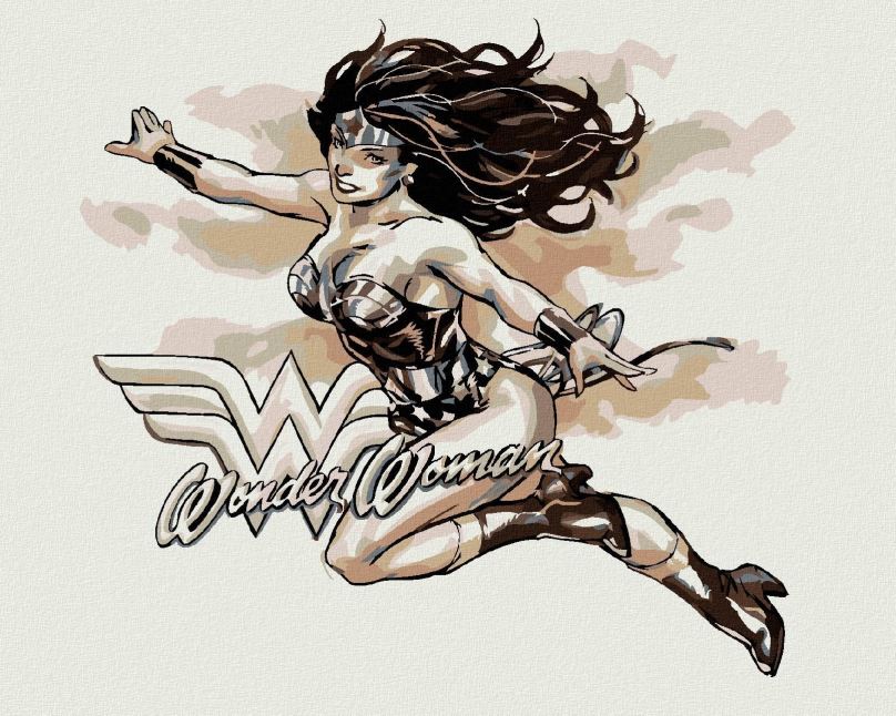Malování podle čísel Wonder Woman černobílý plakát iv, 40x50 cm, vypnuté plátno na rám