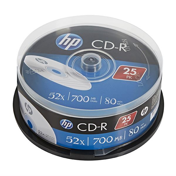 HP CD-R, CRE00015-3, 69311, 25-pack, 700MB, 52x, 80min., 12cm, bez možnosti potisku, cake box, pro archivaci dat