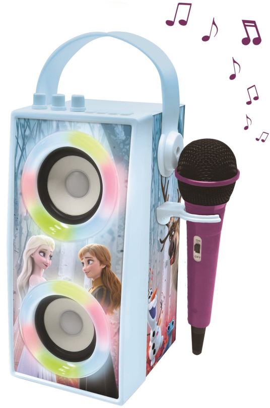 Hudební hračka Lexibook Frozen Přenosný Bluetooth reproduktor s mikrofonem a světelnými efekty