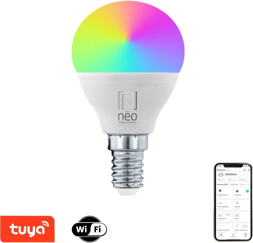 LED žárovka IMMAX NEO LITE Smart žárovka LED E14 6W RGB+CCT barevná a bílá, stmívatelná, WiFi, P45