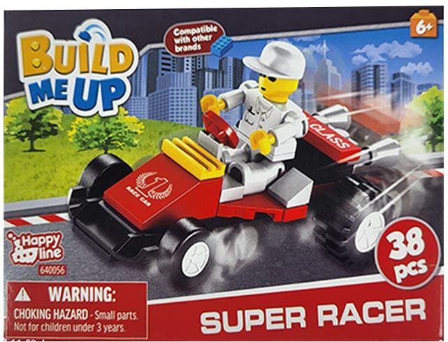Stavebnice Mikro trading BuildMeUp stavebnice super racer - Autíčko červené s panáčkem 38 ks
