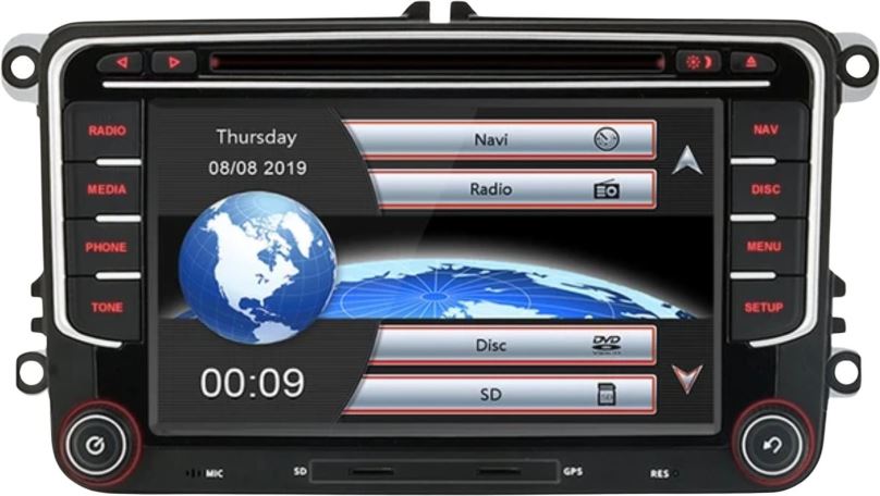 Autorádio Junsun Autorádio Pro VW Škoda Seat s GPS Navigací, Mapy, Logo Rádio Volkswagen Passat, Golf, Octavia