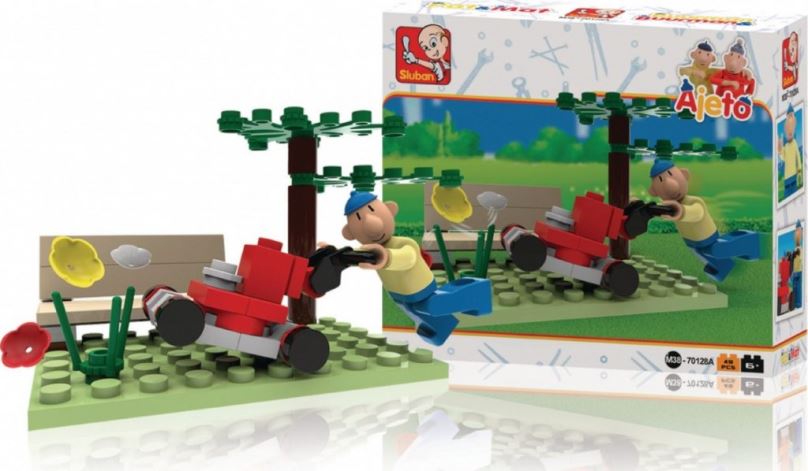 SLUBAN stavebnice Pat & Mat Serie With Lawn Mower, 49 dílků (kompatibilní s LEGO)