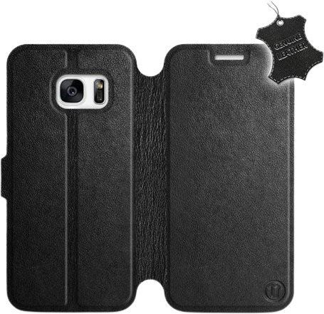 Kryt na mobil Flip pouzdro na mobil Samsung Galaxy S7 - Černé - kožené - Black Leather