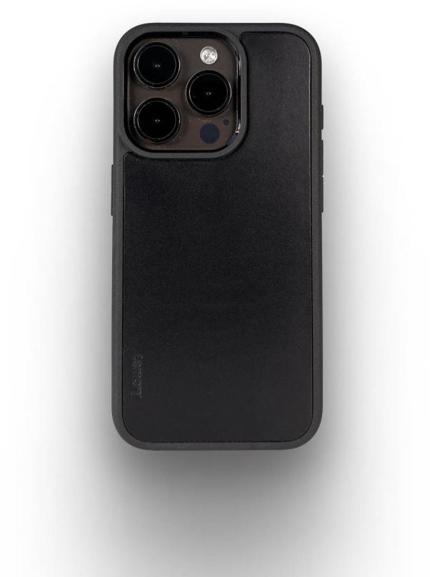 Kryt na mobil Lemory iPhone 15 Pro kožený kryt s podporou MagSafe černý