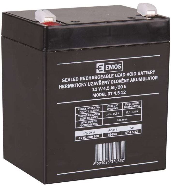 Baterie pro záložní zdroje EMOS Bezúdržbový olověný akumulátor 12 V/4,5 Ah, faston 4,7 mm