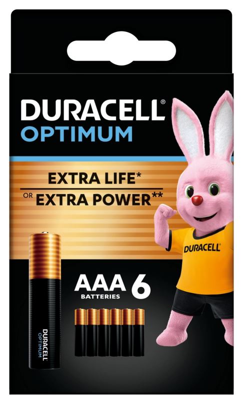Jednorázová baterie DURACELL Optimum alkalická baterie mikrotužková AAA 6 ks