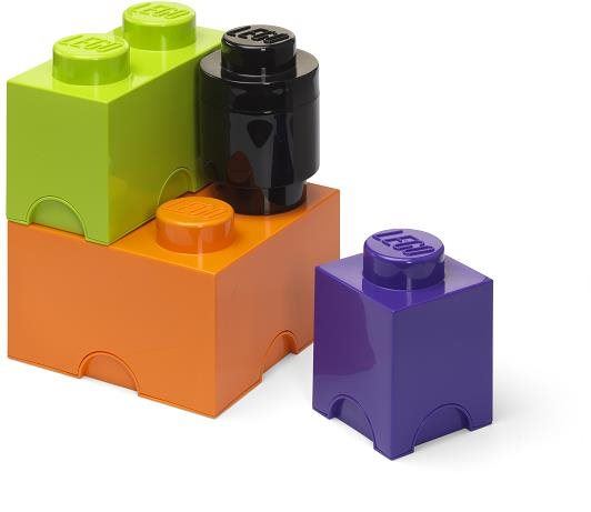Úložný box LEGO úložné boxy Multi-Pack 4 ks - fialová, černá, oranžová, zelená
