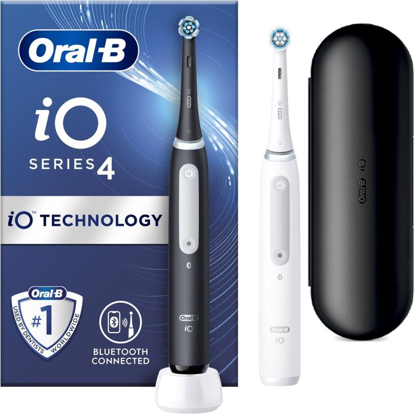 Elektrický zubní kartáček Oral-B iO Series 4 Duo Black/White magnetické zubní kartáčky
