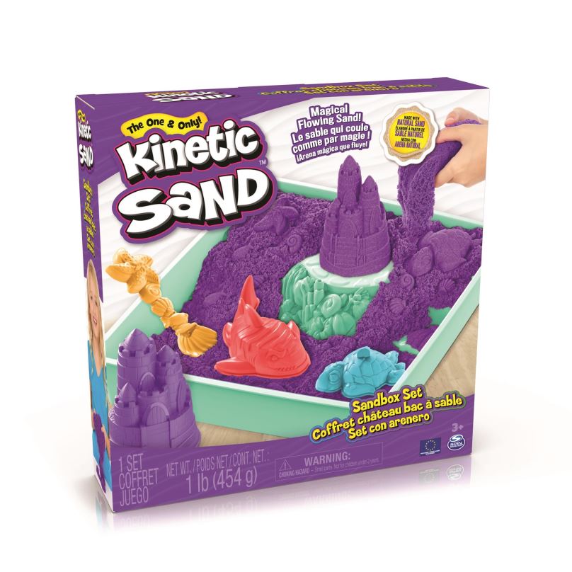 Kinetický písek Kinetic Sand Krabice tekutého písku s podložkou Fialová