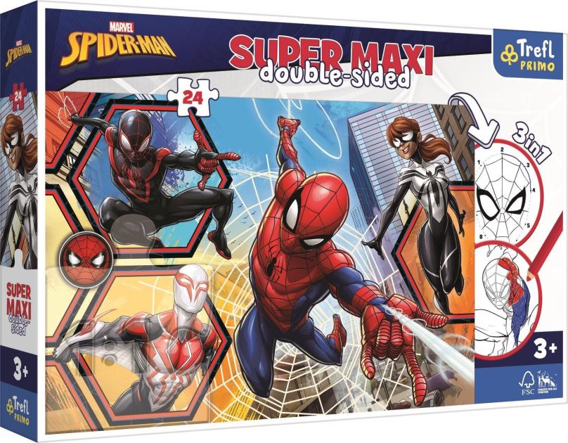 Puzzle Trefl Oboustranné puzzle Spiderman jde do akce super maxi 24 dílků