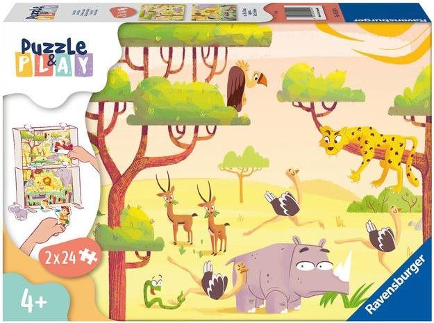 Puzzle Ravensburger 055944 Puzzle & Play Dobrodružství na safari 2x24 dílků