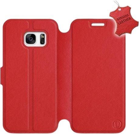 Kryt na mobil Flip pouzdro na mobil Samsung Galaxy S7 - Červené - kožené -   Red Leather