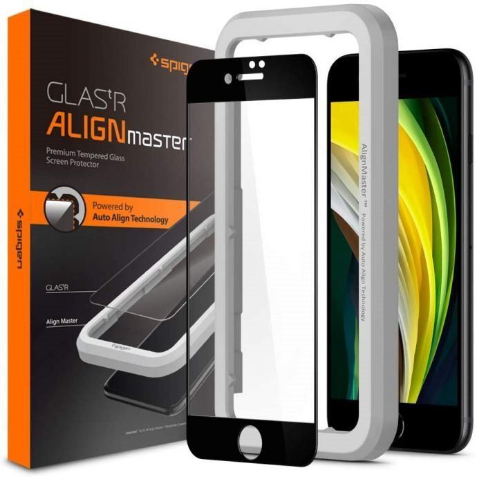 Ochranné sklo Spigen AlignMaster FC Black iPhone SE 2022/SE 2020/8/7