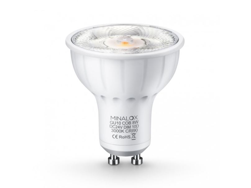 Stmívatelná LED žárovka Minalox GU10 8W 24V 10° 2700K