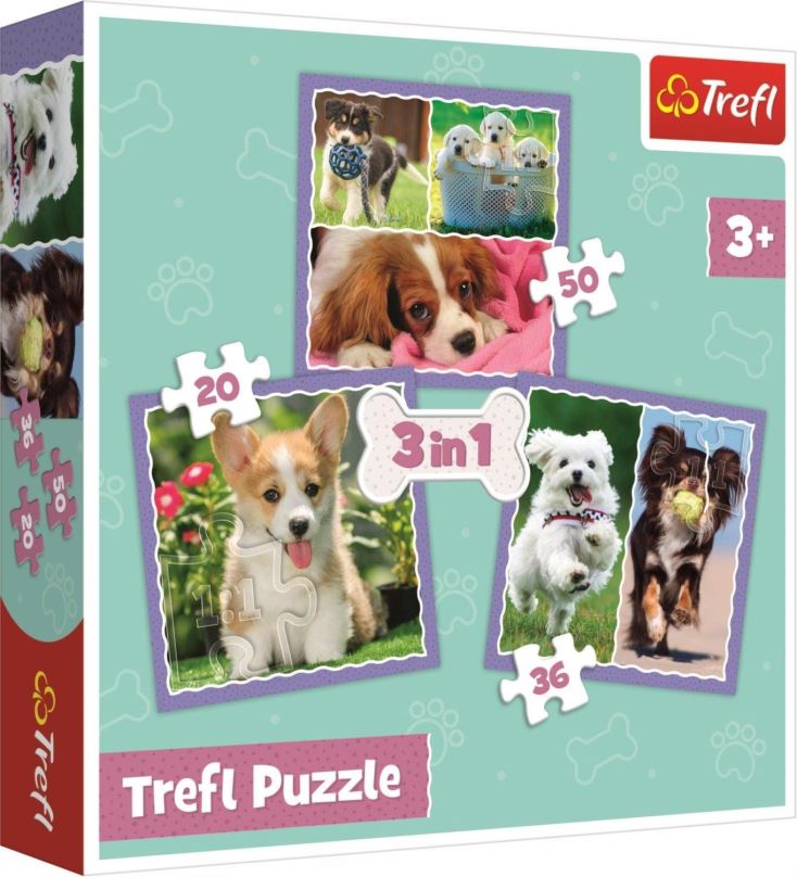 Puzzle Trefl Puzzle Roztomilá štěňata 3v1 (20,36,50 dílků)