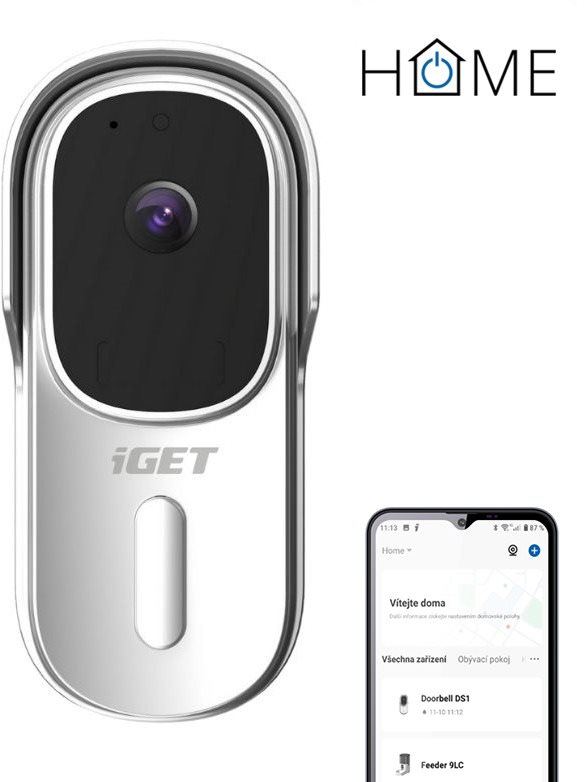 Videozvonek iGET HOME Doorbell DS1 White - bateriový WiFi video zvonek s FullHD přenosem obrazu a zvuku